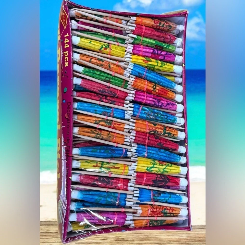 Cocktail Drink Umbrellas Parasol Picks, 144 Pieces 4” Paper Party Festive Decor